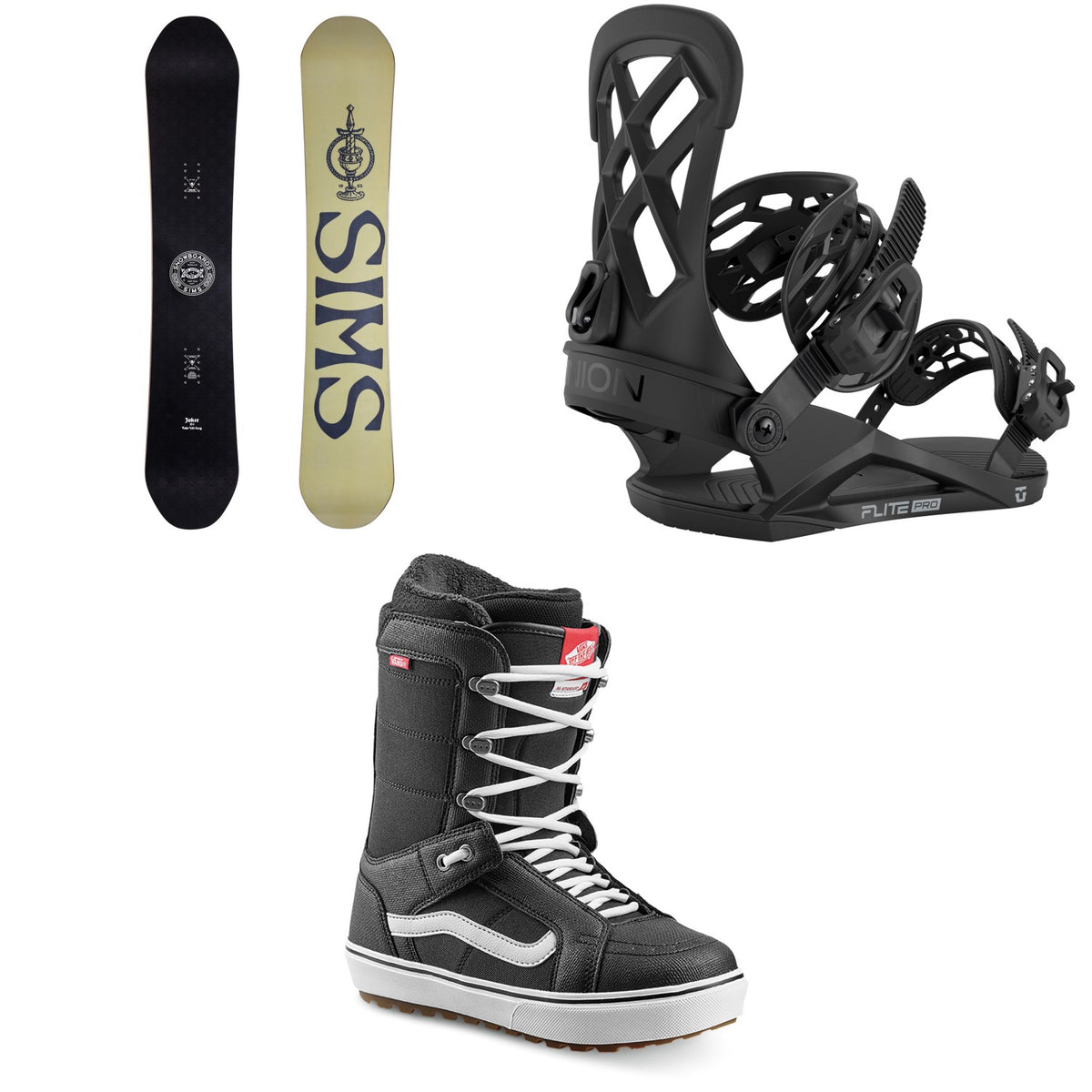 Sims Joker Snowboard + Union Flite Pro Snowboard Bindings + Vans Hi Standard OG Snowboard Boots 2026