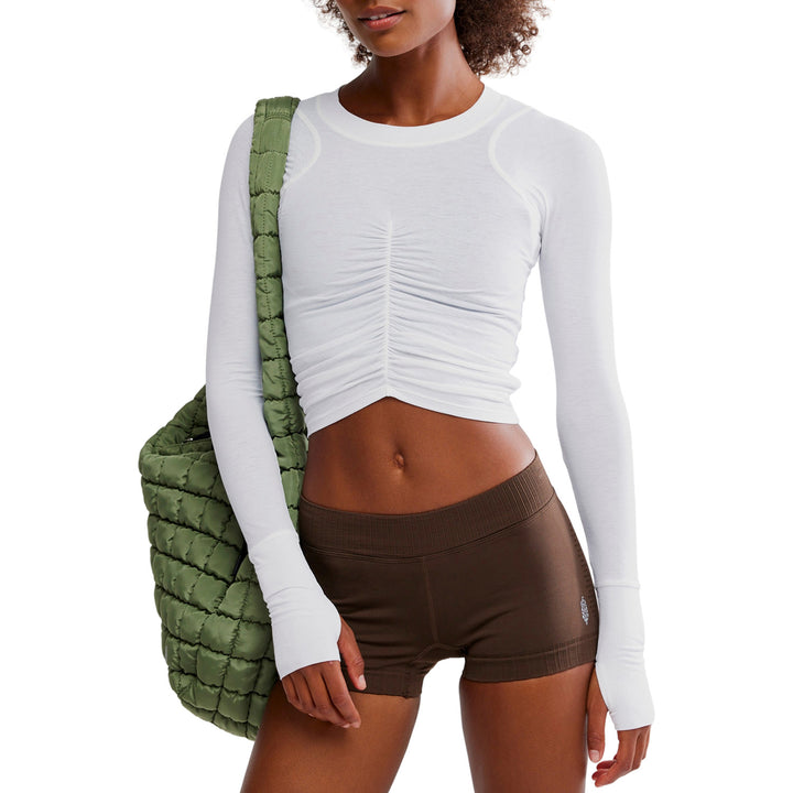 Free People Tempo Ruched Long-Sleeve Top - Women's White