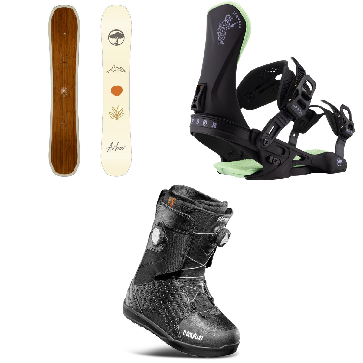 Arbor Swoon Snowboard + Sequoia Snowboard Bindings + thirtytwo Lashed Double Boa Snowboard Boots - Women's 2026