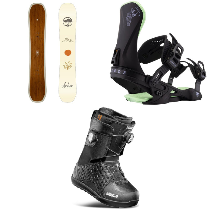 Arbor Swoon Snowboard + Sequoia Snowboard Bindings + thirtytwo Lashed Double Boa Snowboard Boots - Women's 2026