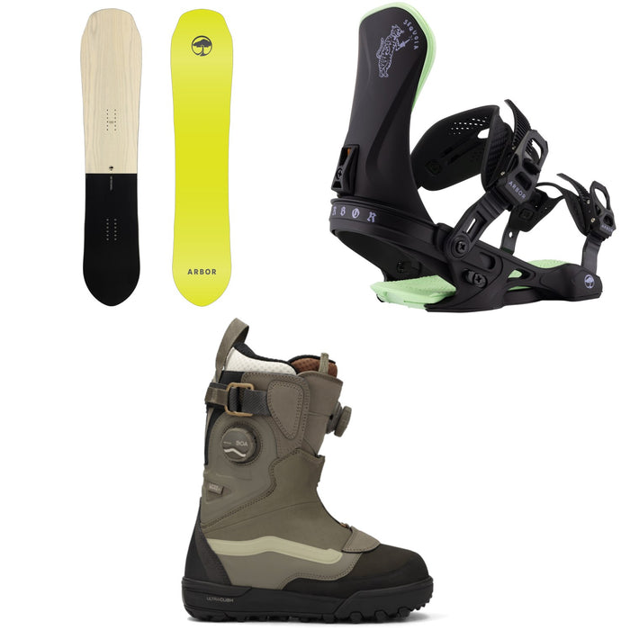 Arbor Single Snowboard + Sequoia Snowboard Bindings + Vans Viaje Range Edition Snowboard Boots - Women's 2026