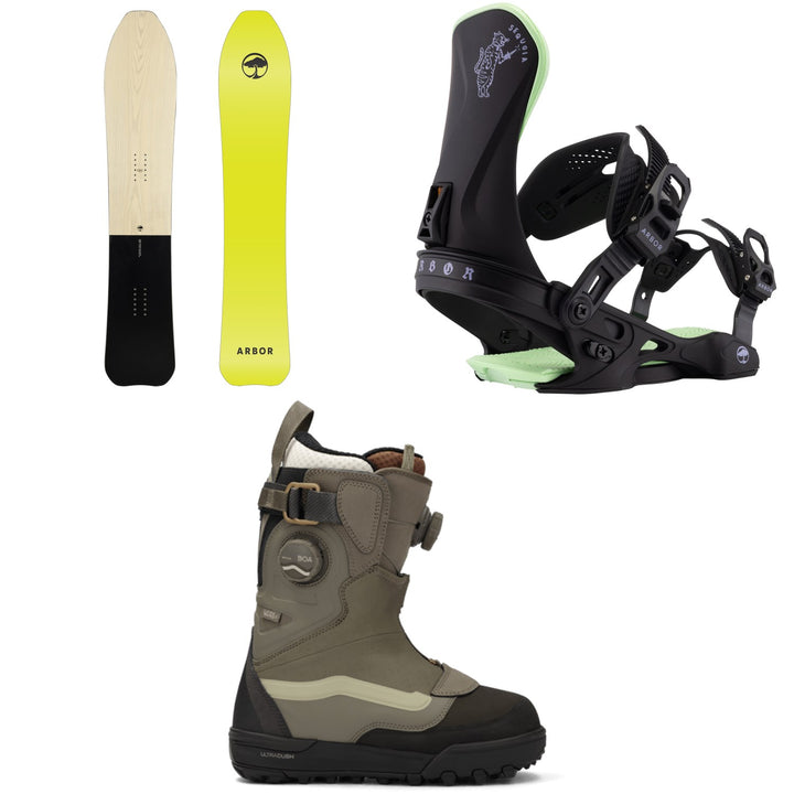 Arbor Madre Snowboard + Sequoia Snowboard Bindings + Vans Viaje Range Edition Snowboard Boots - Women's 2026