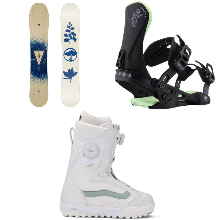 Arbor Veda Snowboard + Sequoia Snowboard Bindings + Vans Encore Pro Snowboard Boots - Women's 2026