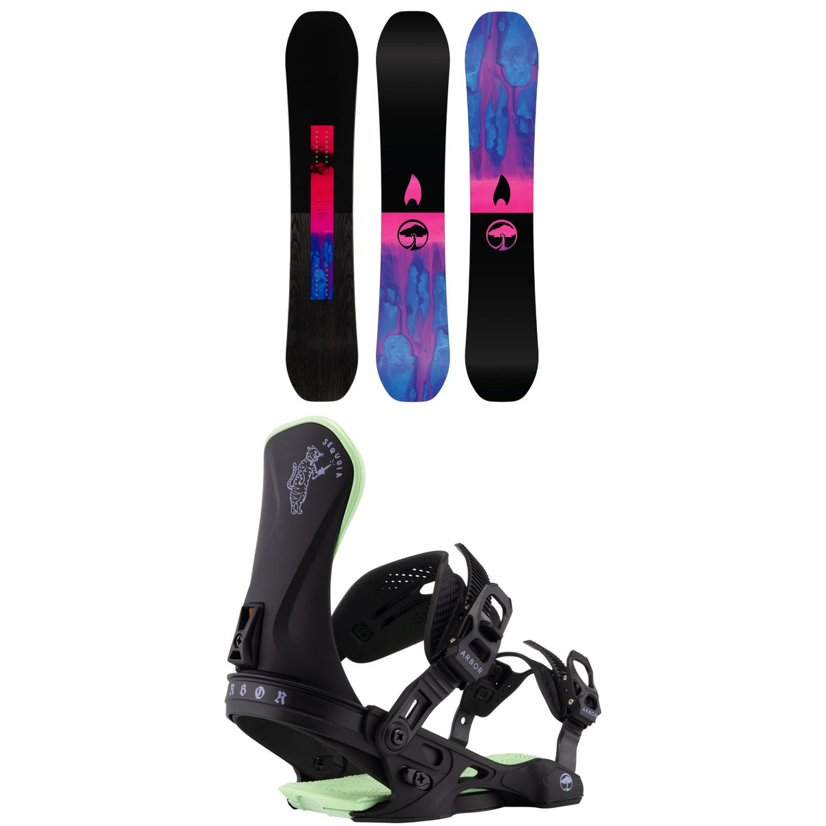 Arbor Rain Snowboard + Sequoia Snowboard Bindings - Women's 2026