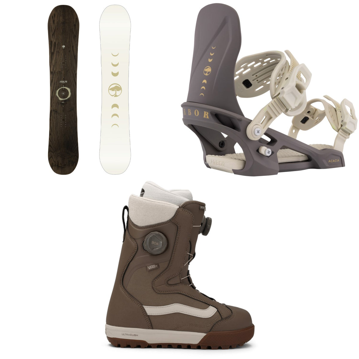 Arbor Mantra Snowboard + Acacia Snowboard Bindings + Vans Encore Pro Snowboard Boots - Women's 2026