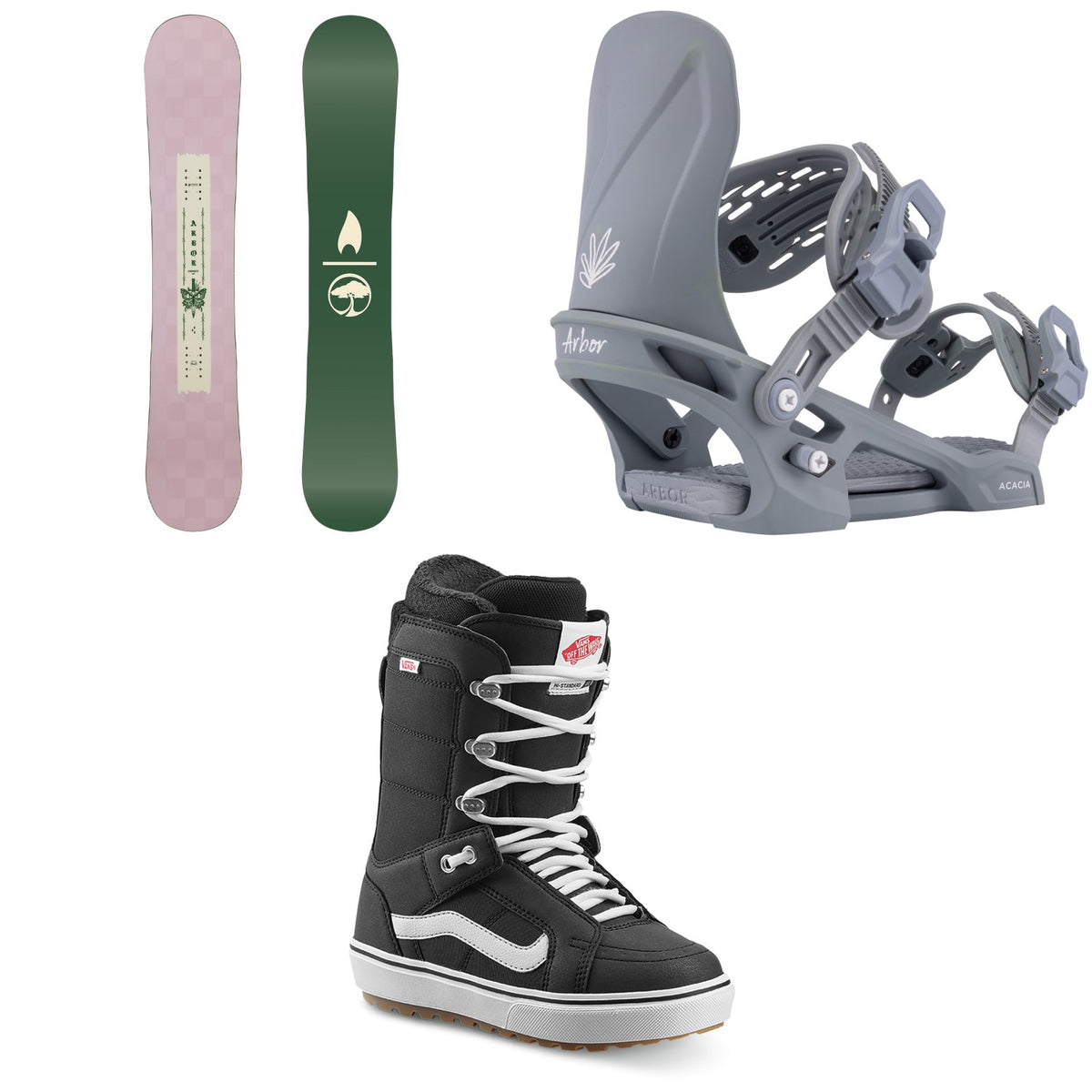 Arbor Cadence Snowboard + Acacia Snowboard Bindings + Vans Hi Standard OG Snowboard Boots - Women's 2026