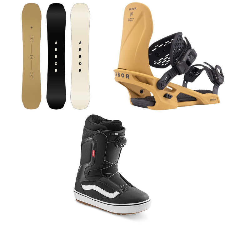 Arbor Element Decon Snowboard + Spruce Snowboard Bindings + Vans Aura OG Snowboard Boots 2026