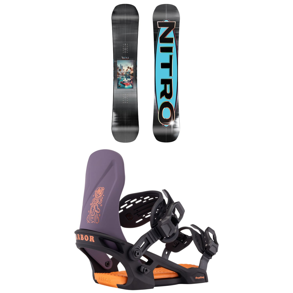 Nitro Mini Thrills Snowboard + Arbor Sapling Snowboard Bindings - Kids' 2026