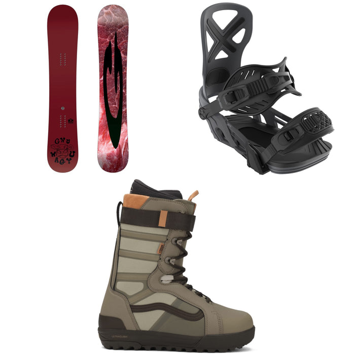GNU Wagyu C3 Snowboard + Bent Metal Anvil Snowboard Bindings + Vans Hi-Standard Pro Snowboard Boots 2026