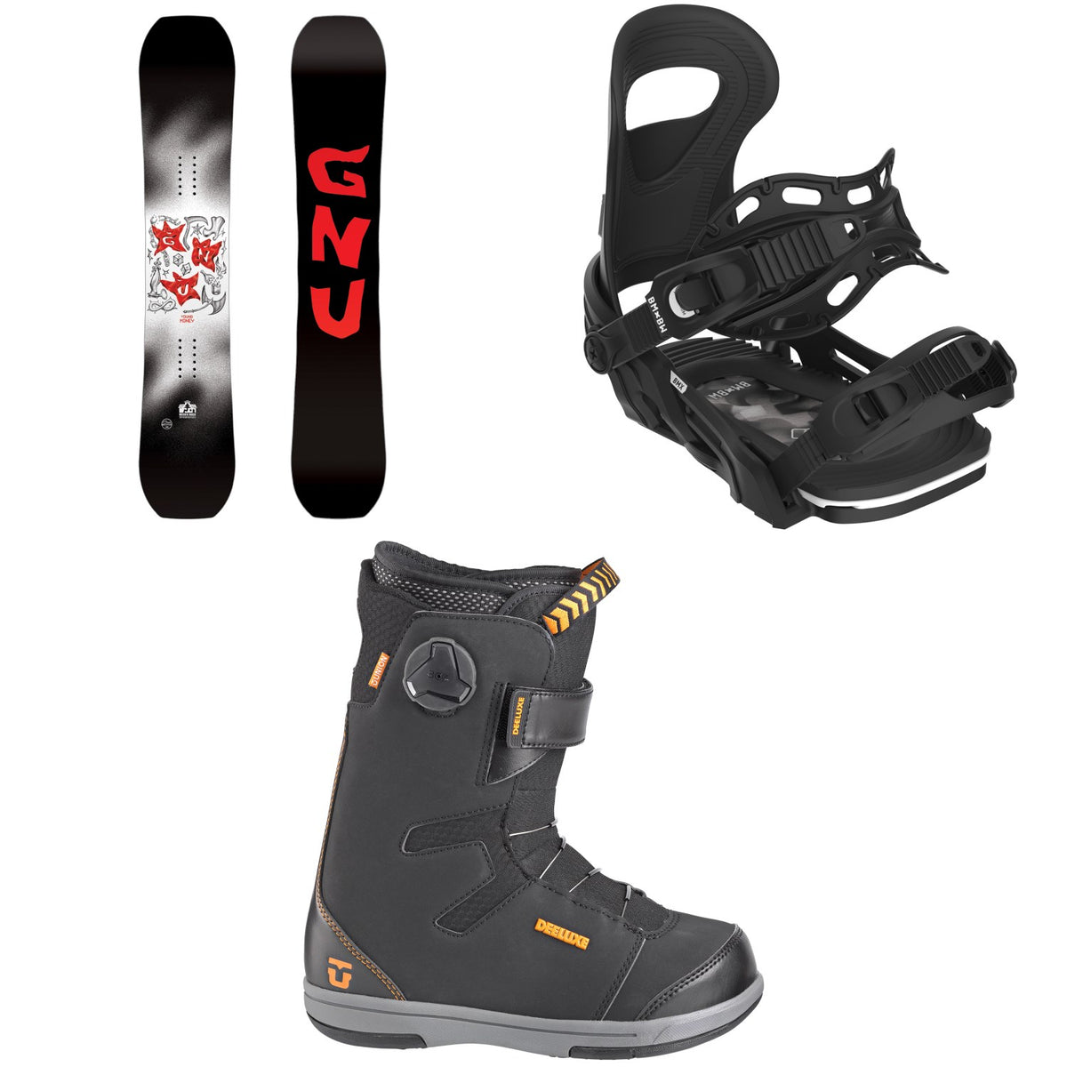 GNU Young Money C2E Snowboard + Bent Metal BMX Snowboard Bindings + Union Cadet Snowboard Boots - Kids'