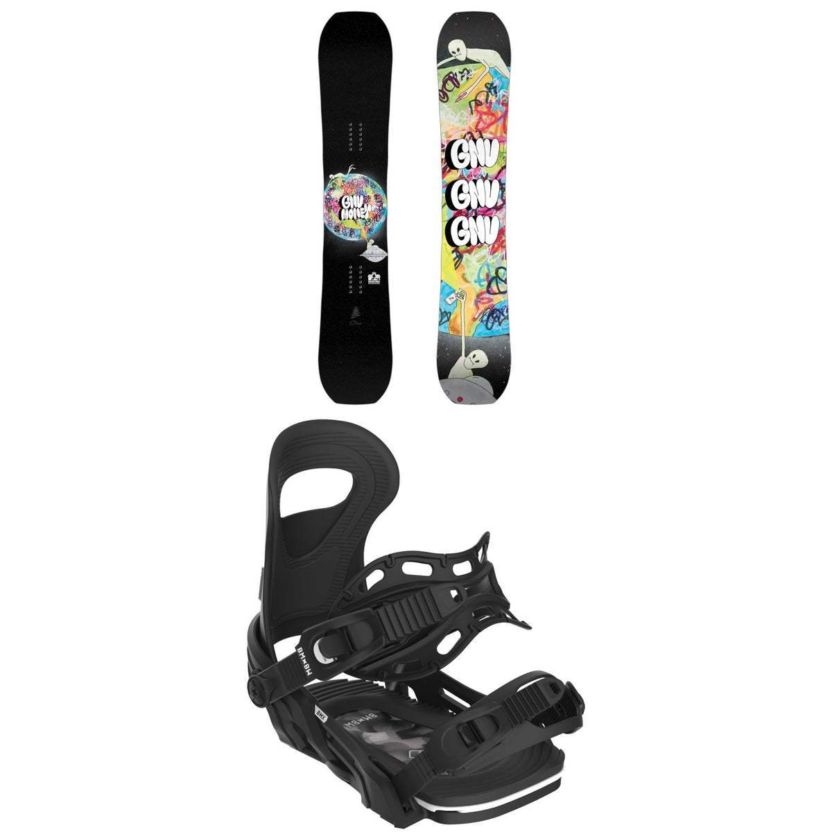 GNU Young Money C2E Snowboard + Bent Metal BMX Snowboard Bindings - Kids' 2026