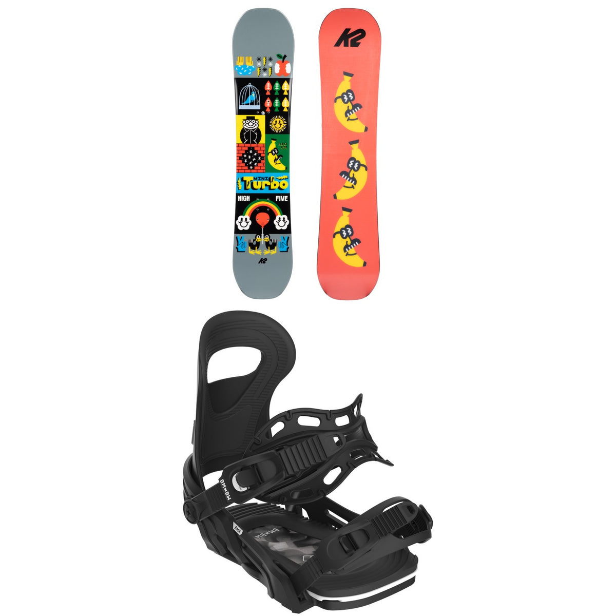 K2 Mini Turbo Snowboard + Bent Metal BMX Snowboard Bindings - Kids'