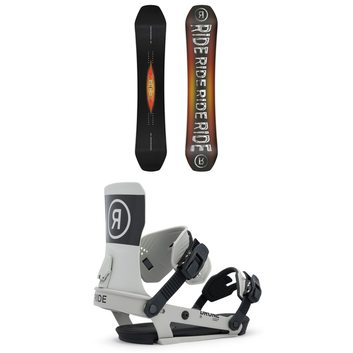 Ride Benchwarmer Snowboard + Drone Snowboard Bindings 2026