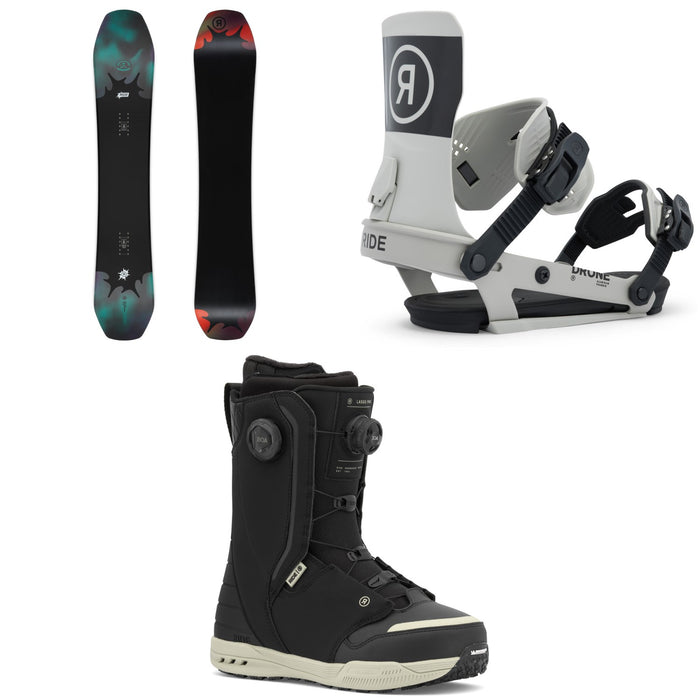 Ride Deep Fake Snowboard + Drone Snowboard Bindings + Lasso Pro Snowboard Boots 2026