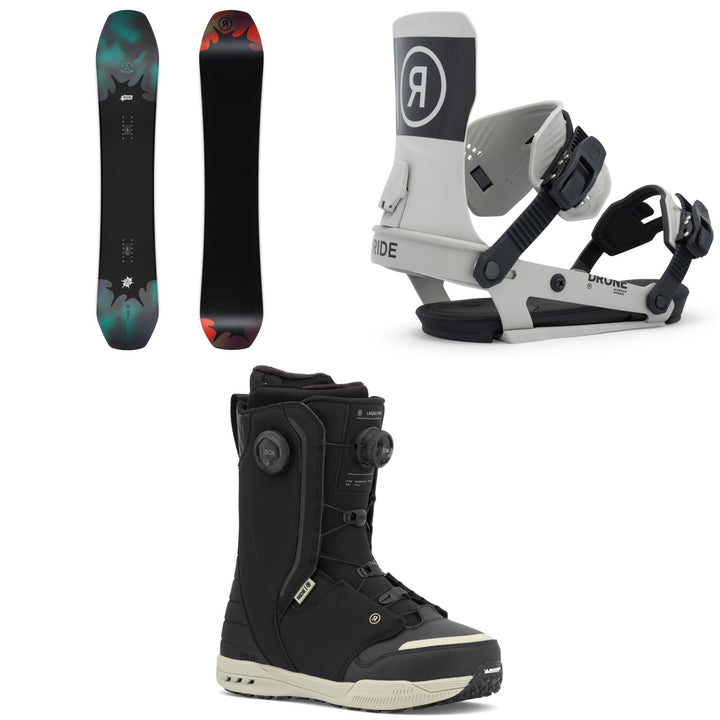 Ride Deep Fake Snowboard + Drone Snowboard Bindings + Lasso Pro Snowboard Boots 2026