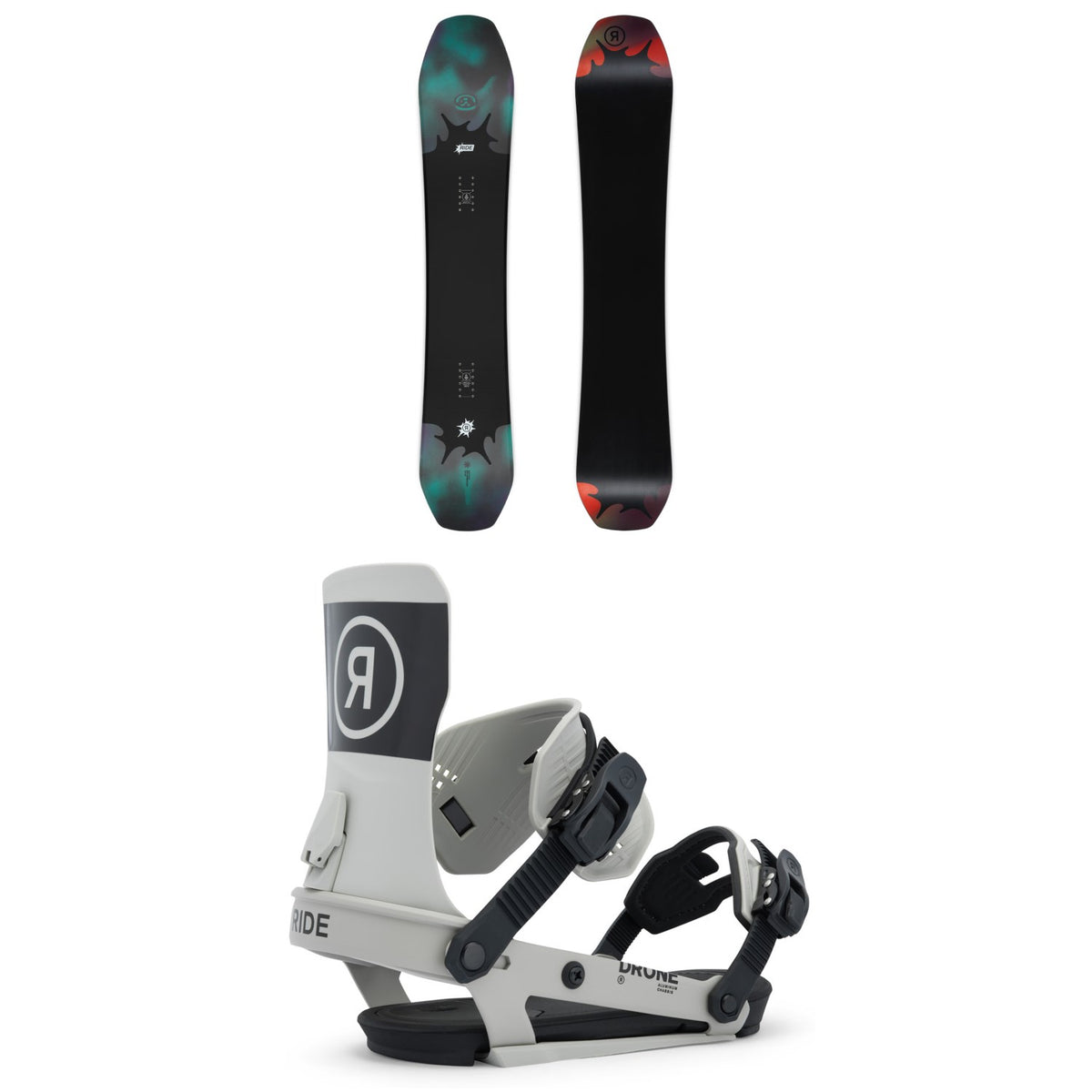 Ride Deep Fake Snowboard + Drone Snowboard Bindings 2026