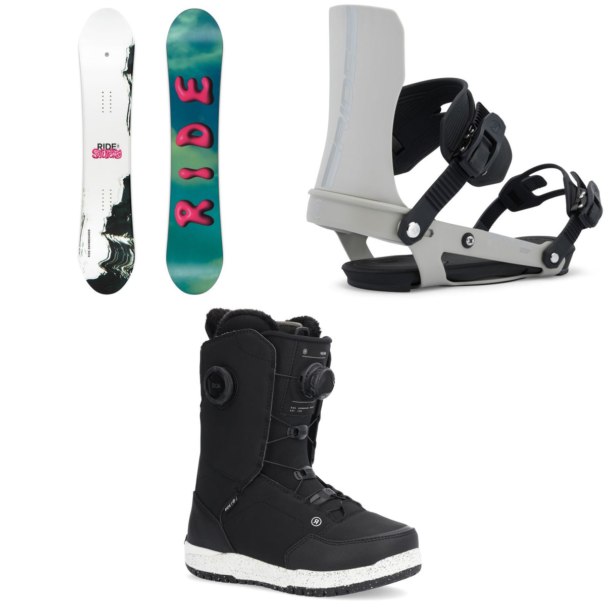 Ride Saturday Snowboard + Specter Snowboard Bindings + Hera Snowboard Boots - Women's 2026