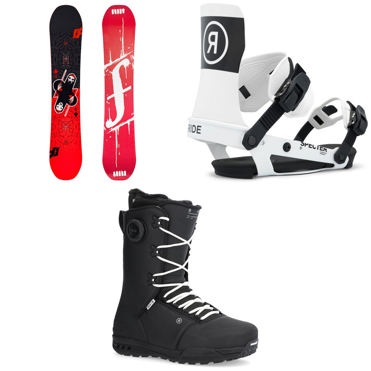 Forum Destroyer Snowboard + Ride Specter Snowboard Bindings + Fuse Snowboard Boots 2026
