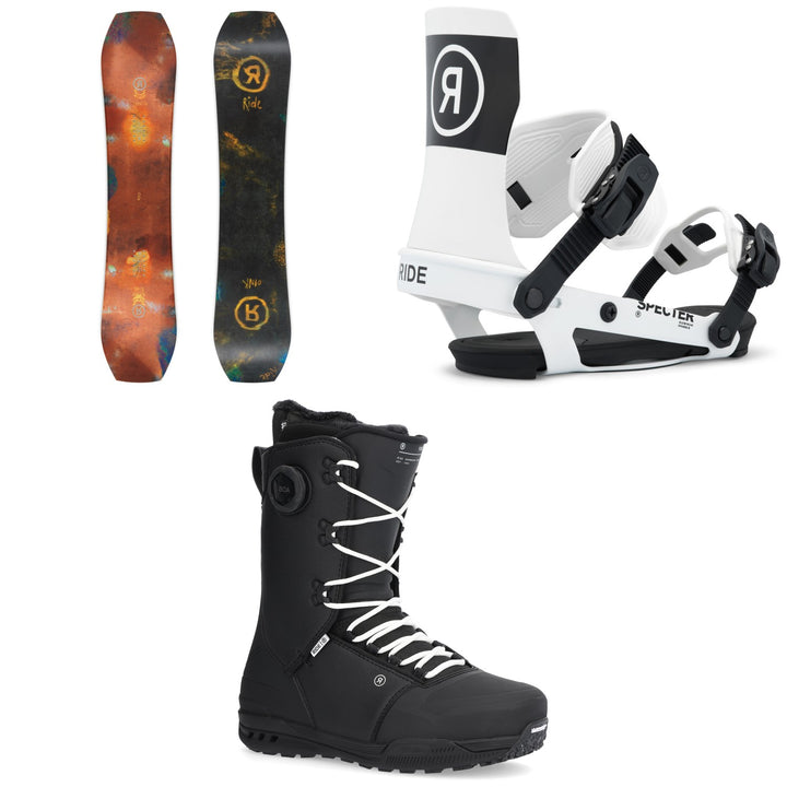 Ride Twinpig Snowboard + Specter Snowboard Bindings + Fuse Snowboard Boots 2026