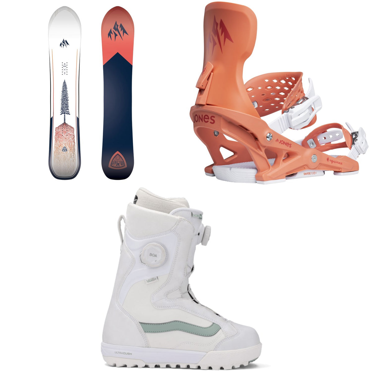 Jones Dream Weaver 2.0 Snowboard + Equinox Snowboard Bindings + Vans Encore Pro Snowboard Boots - Women's 2026