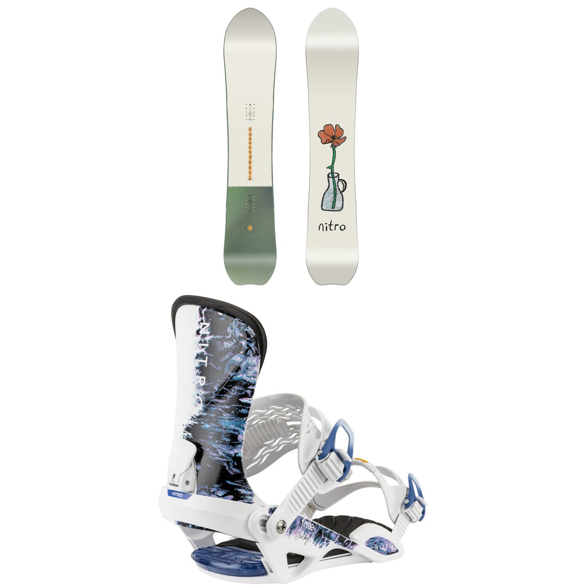 Nitro Drop Snowboard + Fate Snowboard Bindings - Women's 2026
