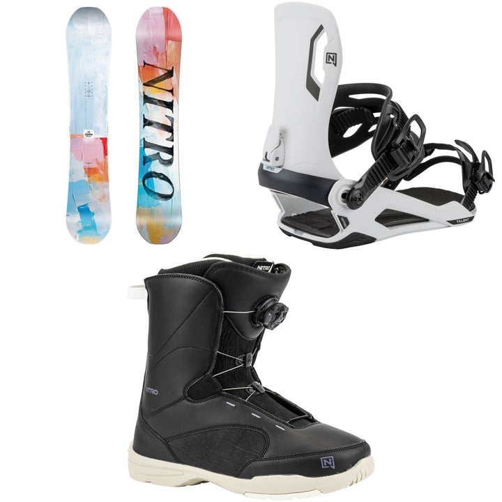 Nitro Lectra Abstract Snowboard + Talent Snowboard Bindings + Flora Boa Snowboard Boots - Women's 2026