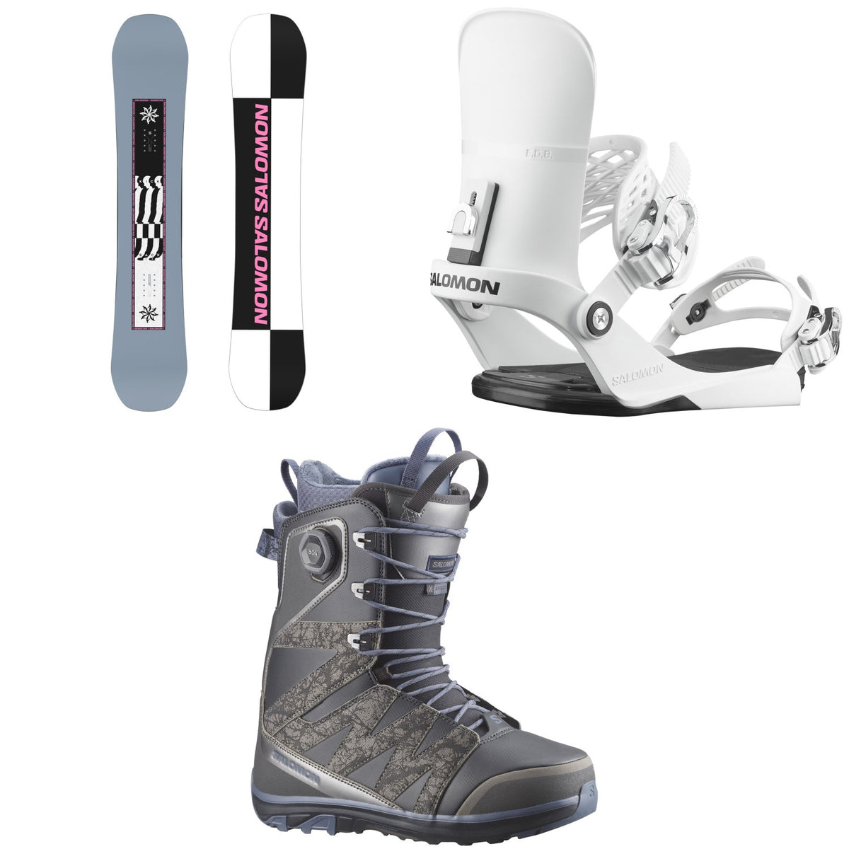 Salomon Kickback Snowboard + EDB Snowboard Bindings + X Approach Lace SJ Boa Snowboard Boots 2026