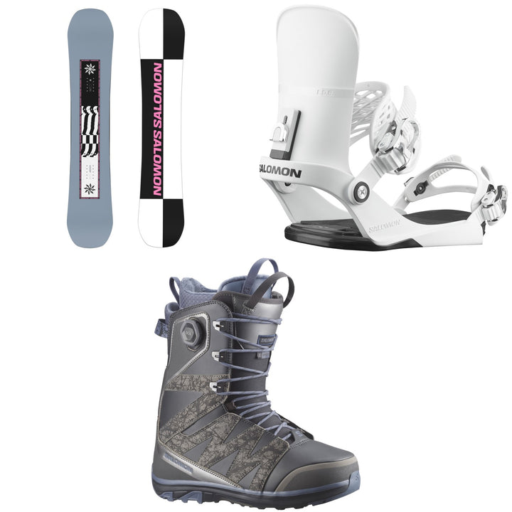 Salomon Kickback Snowboard + EDB Snowboard Bindings + X Approach Lace SJ Boa Snowboard Boots 2026