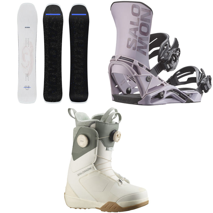 Salomon Jetstream Snowboard + District Snowboard Bindings + Kiana Dual Boa Snowboard Boots - Women's 2026