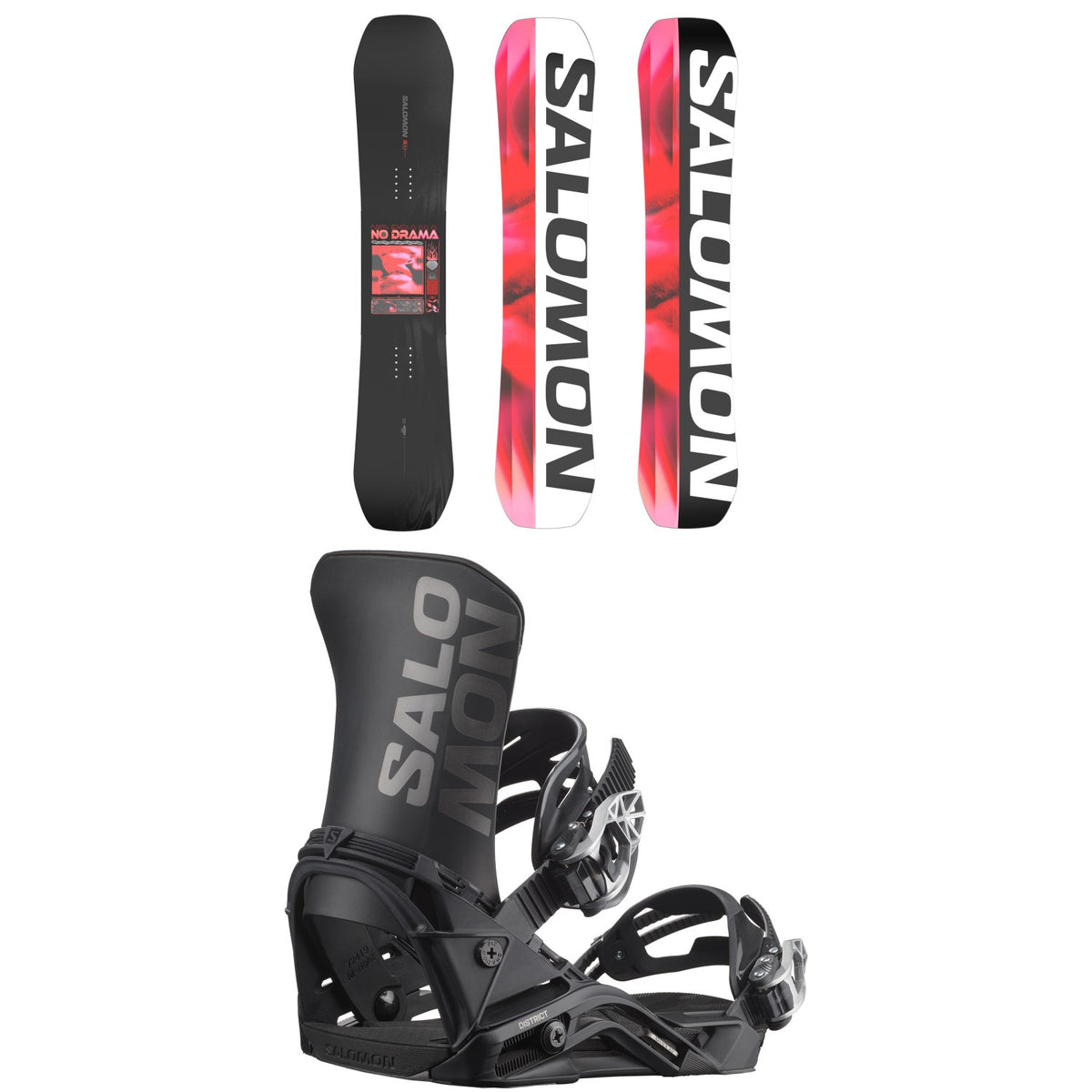Salomon No Drama Snowboard + District Snowboard Bindings - Women's 2026