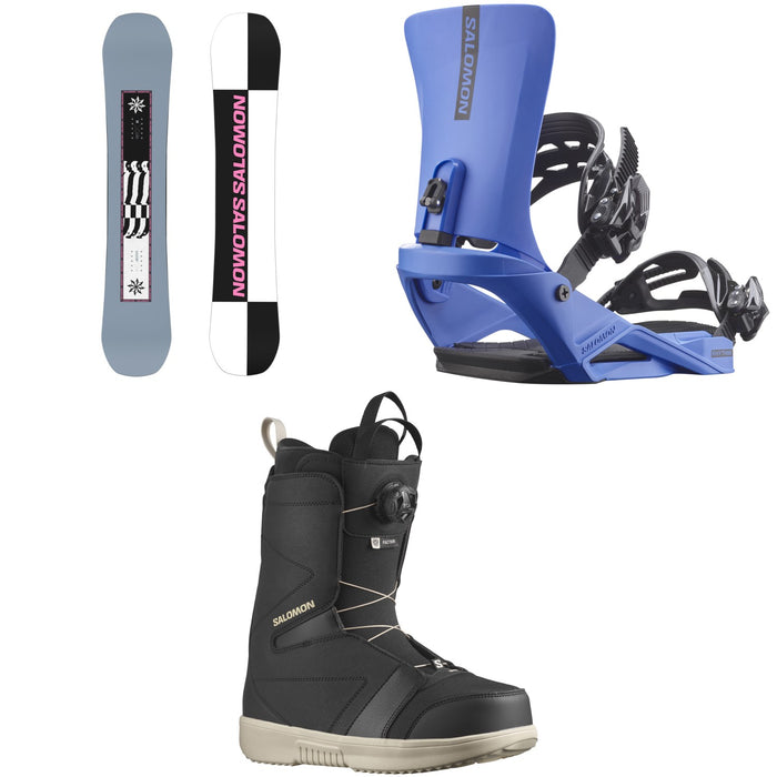Salomon Kickback Snowboard + Rhythm Snowboard Bindings + Faction Boa Snowboard Boots 2026