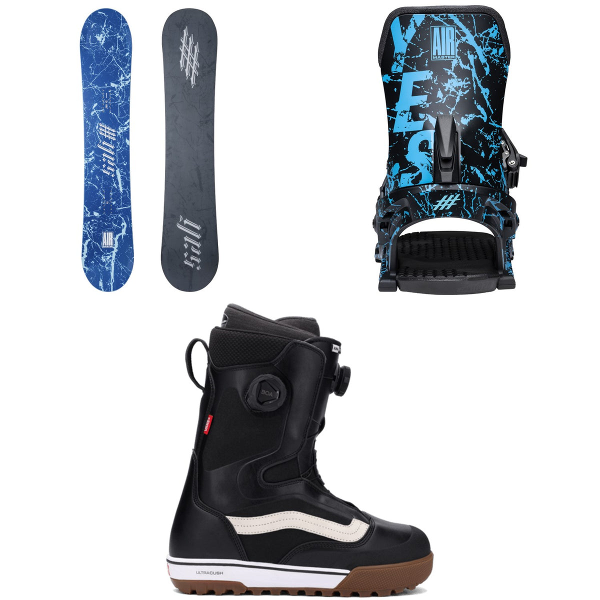 Yes. Airmaster 3D Snowboard + Airmaster Snowboard Bindings + Vans Aura Pro Snowboard Boots 2026