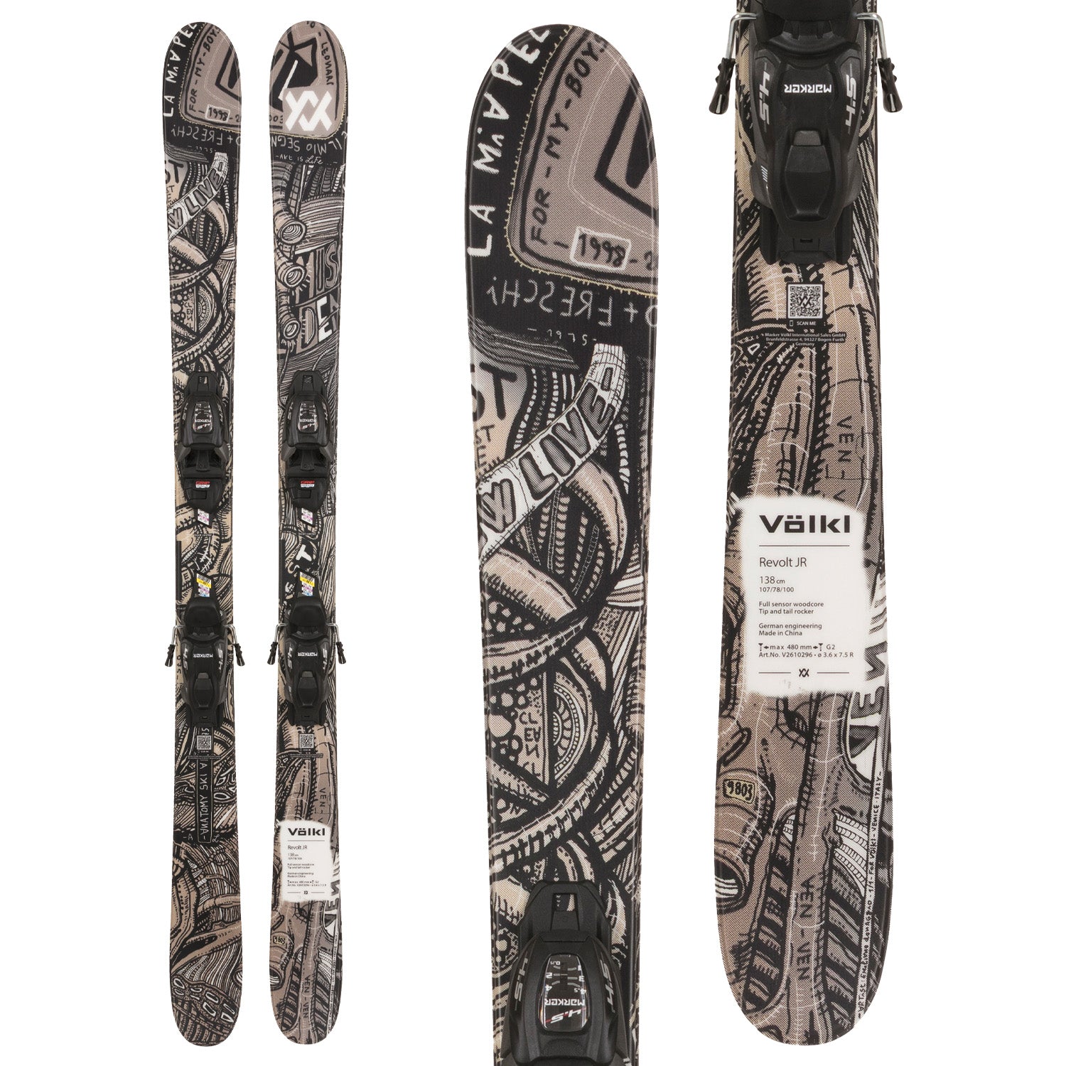 Völkl revolt jr 118cm マーカービンディング付き Völkl Revolt Jr Urban Skis + vMotion 4.5 Jr Bindings - Kids' 2027