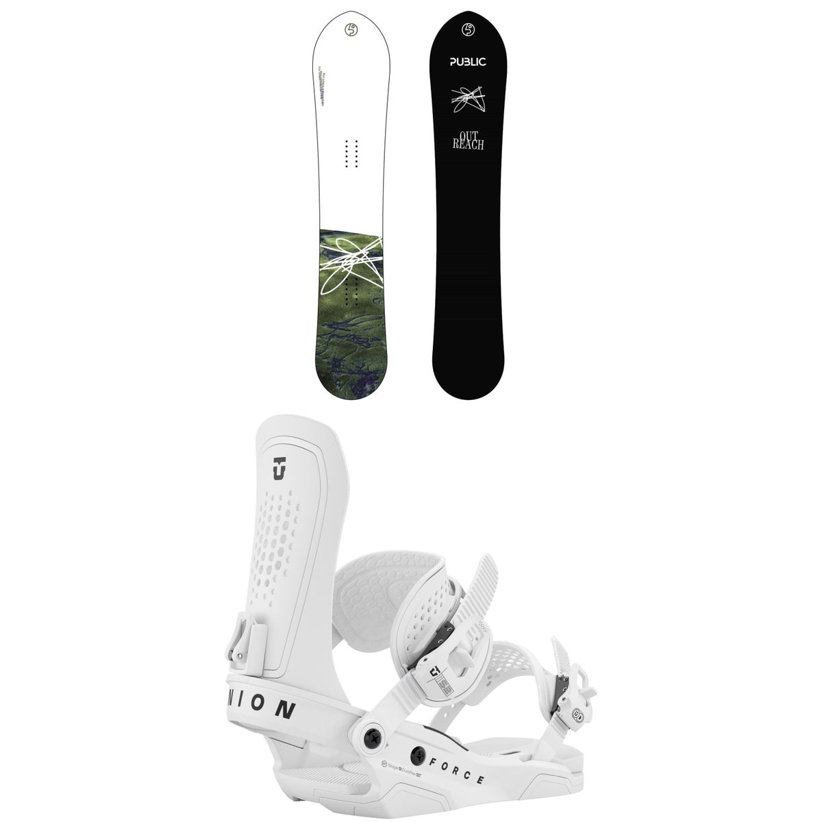 Public Snowboards Outreach Snowboard + Union Force Snowboard Bindings 2026