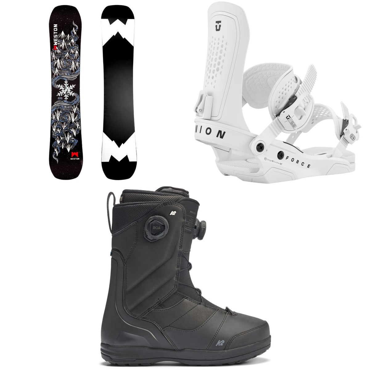 Weston Dream Machine Snowboard + Union Force Snowboard Bindings + K2 Maysis Snowboard Boots 2026
