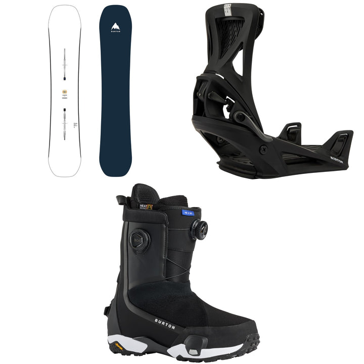 Burton Custom Snowboard + Step On Genesis Snowboard Bindings + Highshot X Step On Snowboard Boots 2026