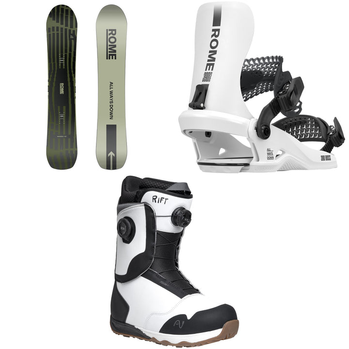 Rome Warden Snowboard + 390 Boss HW Snowboard Bindings + Nidecker Rift Snowboard Boots 2026