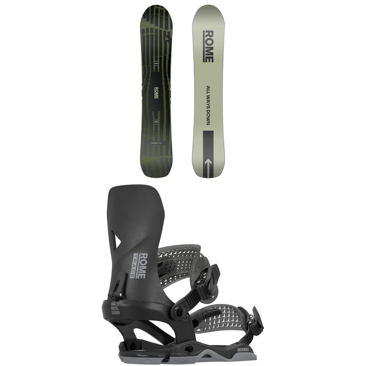 Rome Warden Snowboard + Trace AW Snowboard Bindings 2026