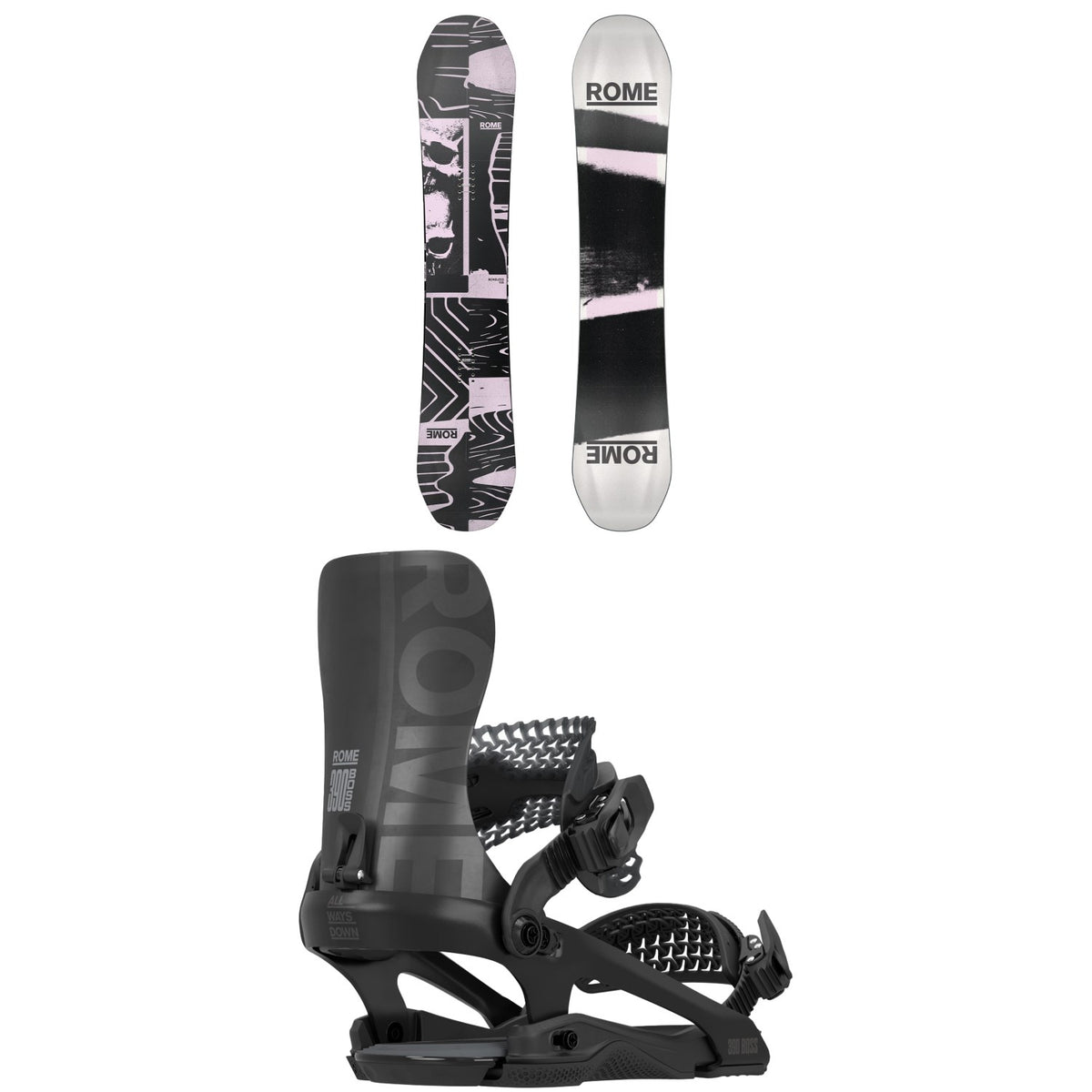 Rome Boneless Snowboard  + 390 Boss FW Snowboard Bindings 2026