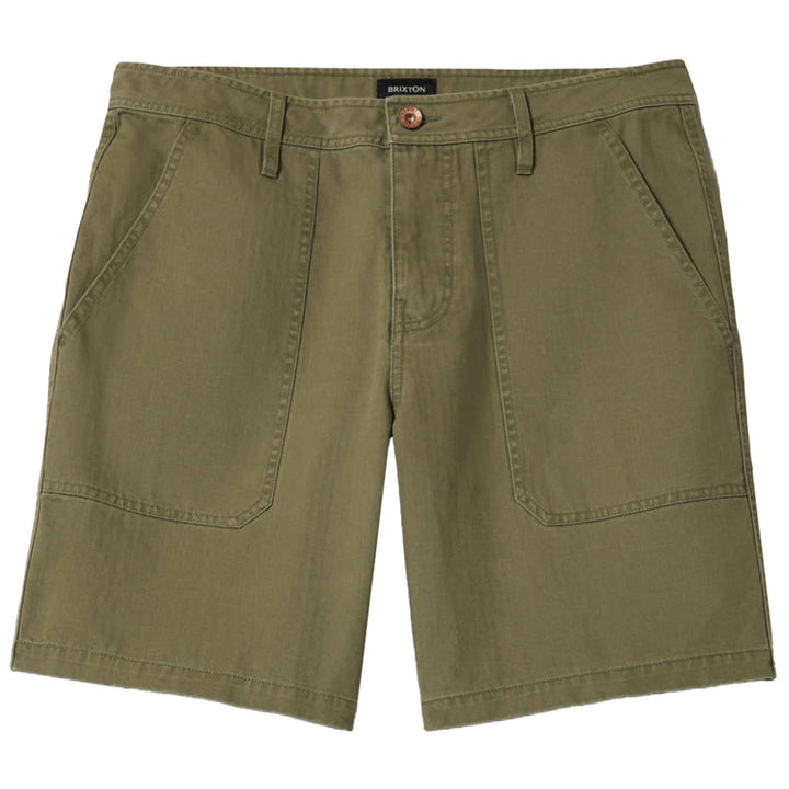 Brixton Surplus VW Herringbone Shorts - Men's Washed Olive Green