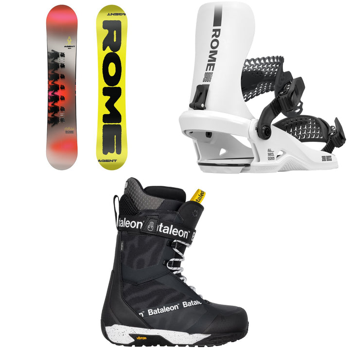Rome Agent Snowboard + 390 Boss HW Snowboard Bindings + Bataleon Salsa Lace Snowboard Boots 2026