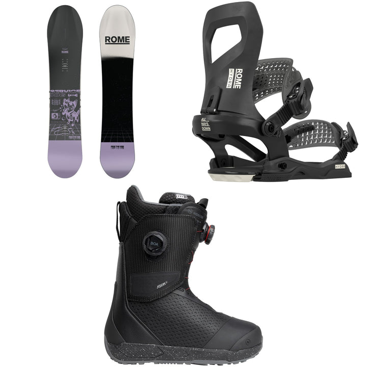 Rome Service Dog Snowboard + Hydra AW Snowboard Bindings + Nidecker Rift Pro Snowboard Boots - Women's 2026