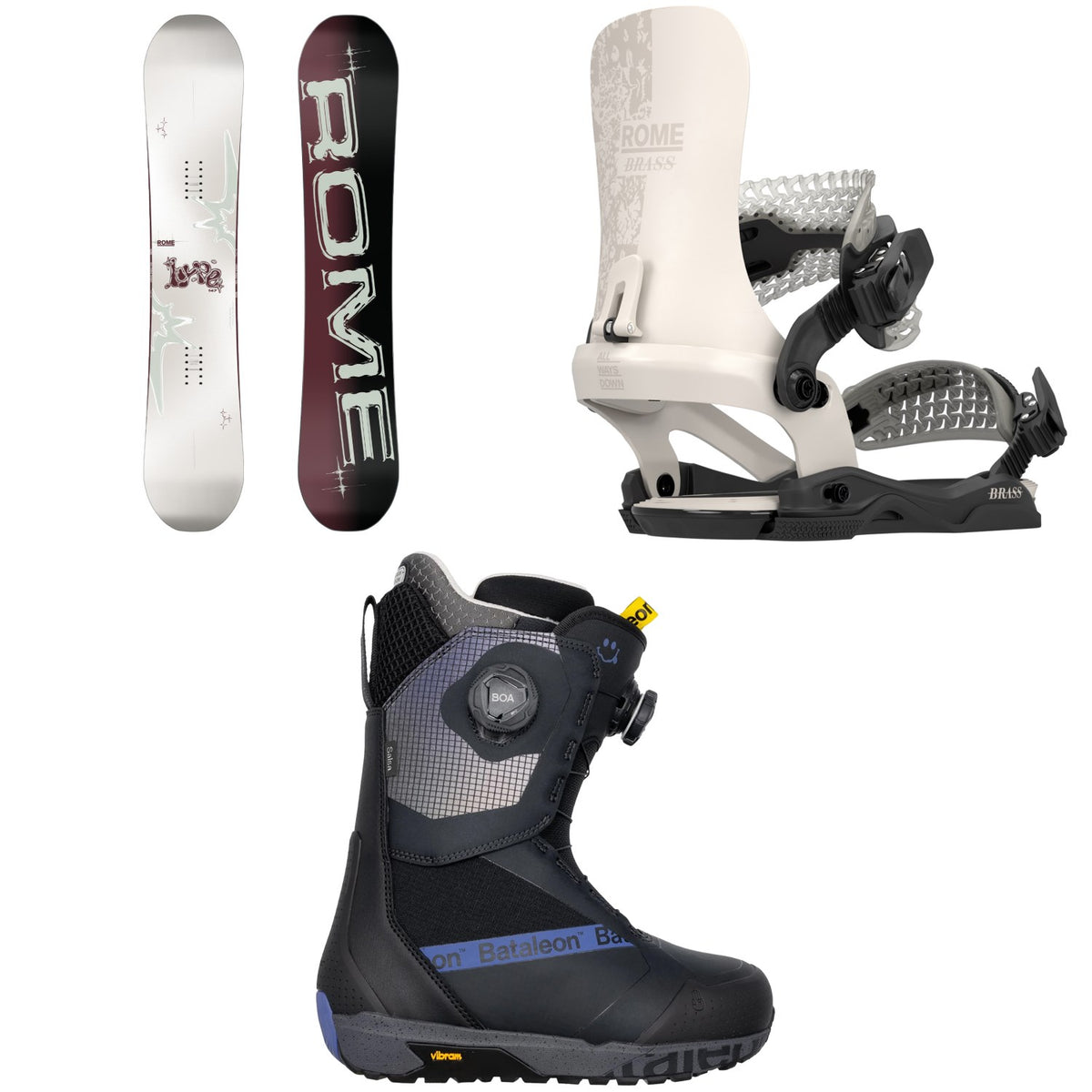 Rome Hype Snowboard + Brass AW Snowboard Bindings + Bataleon Salsa Boa Snowboard Boots - Women's 2026