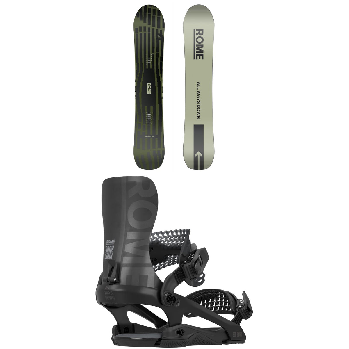 Rome Warden Snowboard + 390 Boss FW Snowboard Bindings 2026
