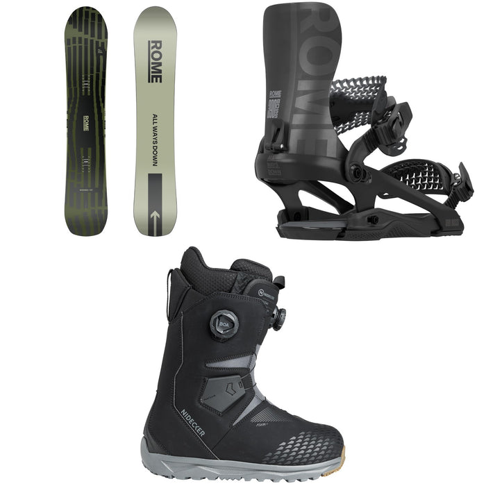 Rome Warden Snowboard + 390 Boss FW Snowboard Bindings + Nidecker Altai Snowboard Boots 2026