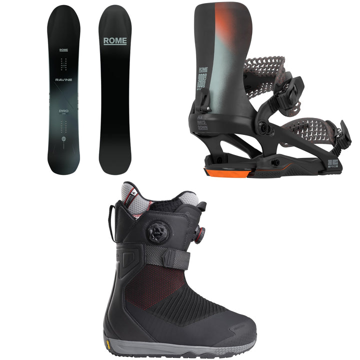 Rome Ravine Pro Snowboard + 390 Boss Pro FW Snowboard Bindings + Nidecker Index Snowboard Boots 2026