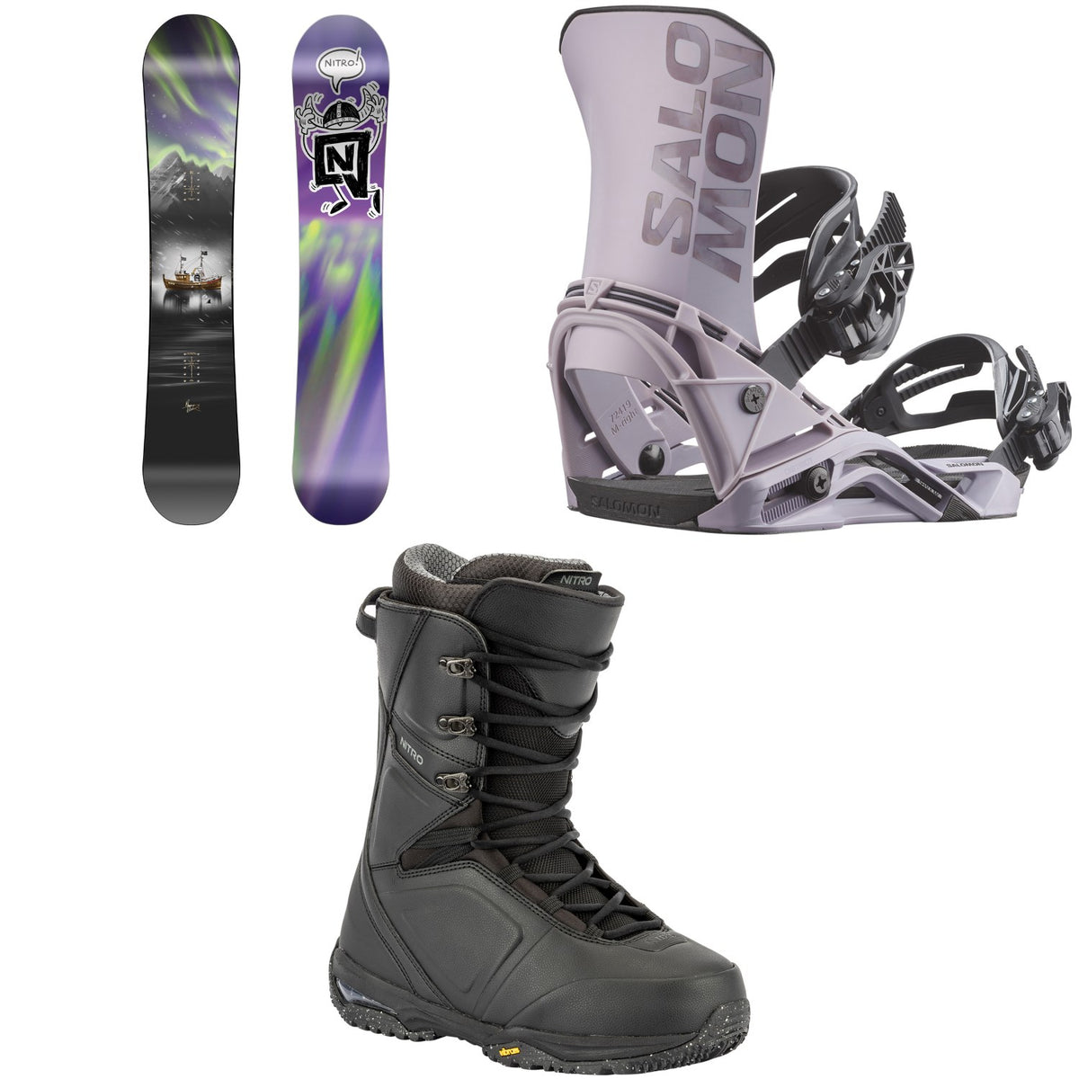Nitro Team Pro x Marcus Kleveland Snowboard + Salomon District Snowboard Bindings + Team Lace Snowboard Boots 2026
