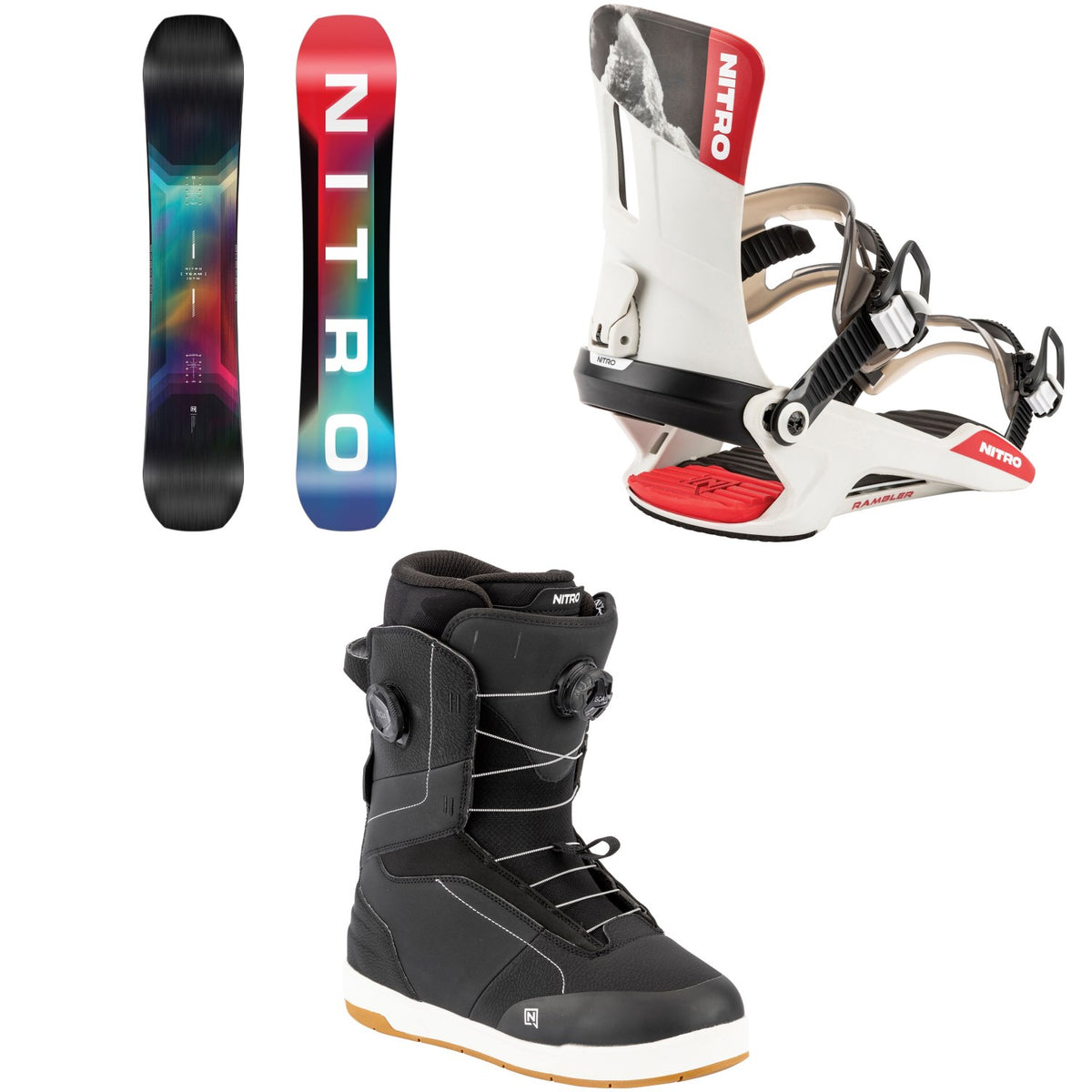 Nitro Team Snowboard + Rambler Snowboard Bindings + Venture Boa Snowboard Boots 2026