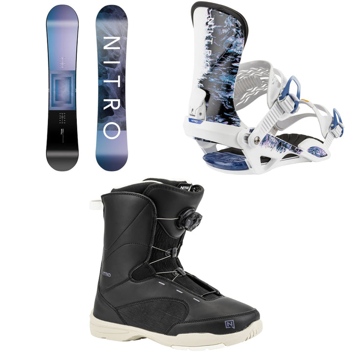 Nitro Fate Snowboard + Fate Snowboard Bindings + Flora Boa Snowboard Boots - Women's 2026