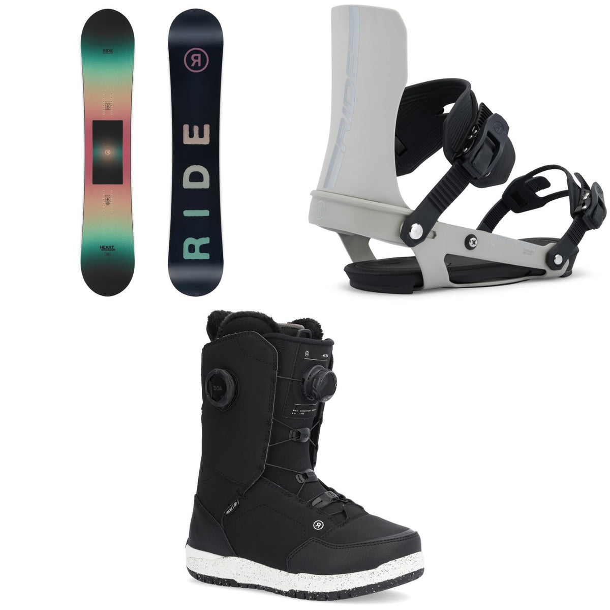 Ride Heartbreaker Snowboard + Specter Snowboard Bindings + Hera Snowboard Boots - Women's 2026